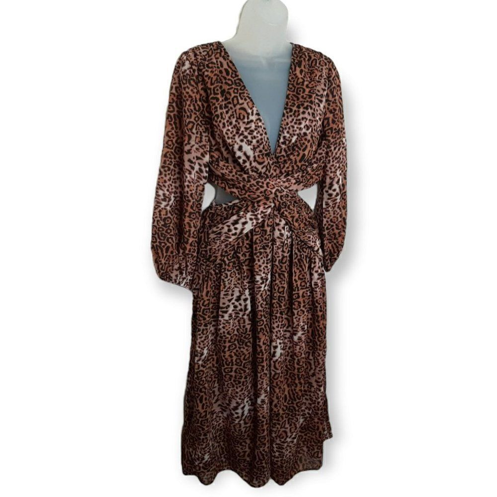 Anthropologie Ranna Gill Motif Leopard Print Cutout Midi Dress sz S NWT - Picture 4 of 9
